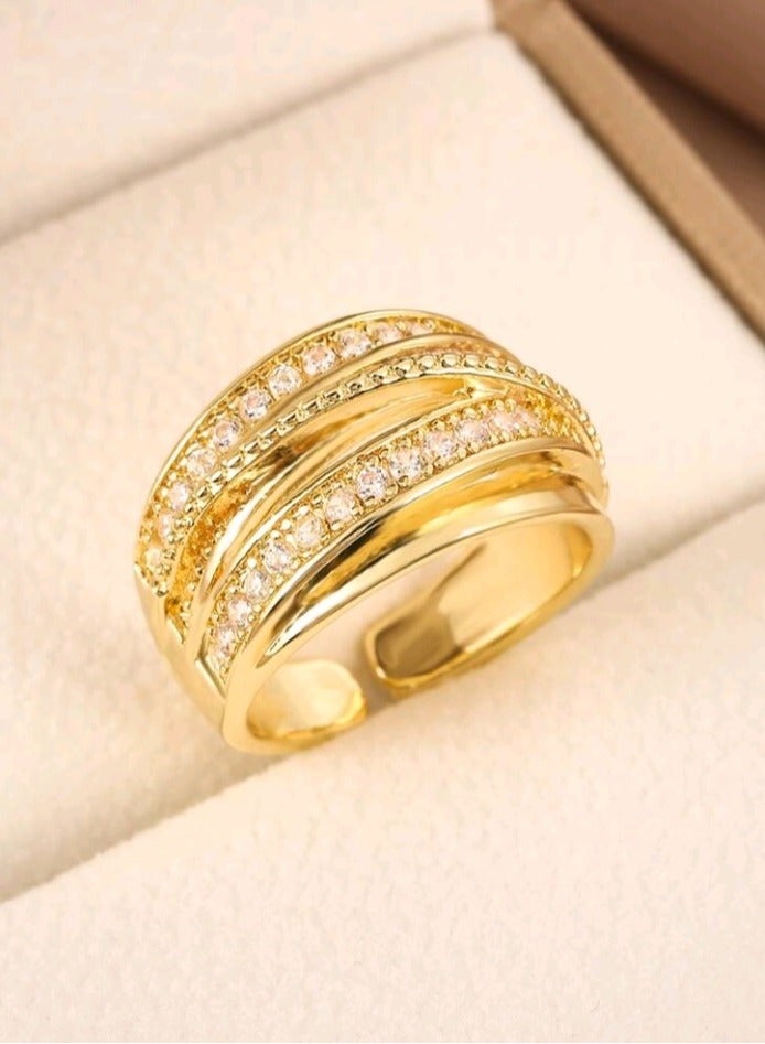 Trendy Gold Plated Ring For Women One Size