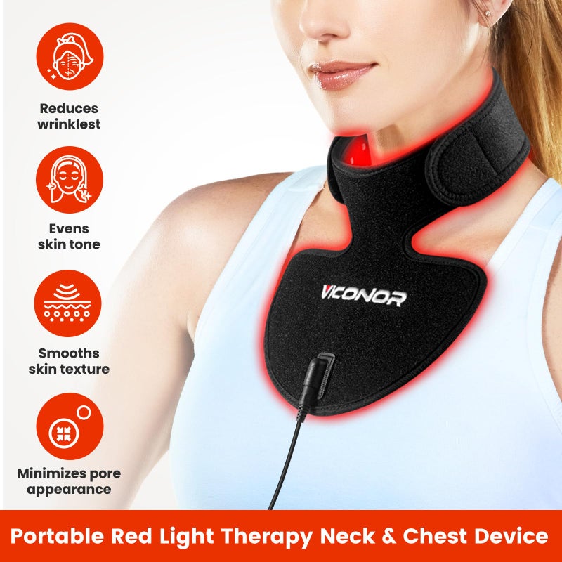 Viconor Neck and Chest Red Light Therapy FDA Cleared Red and Infrared Light Therapy for Body Firming Beauty Device for Smoother, Firmer and Glowing Skin at Home and Travel - Image 3