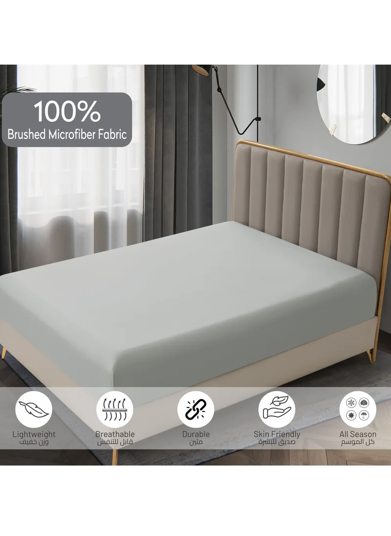 Donetella Bedding Fitted Sheet 3-Pcs King Size Solid Bed Sheet Set Fits(180x200CM) With Pillowcases And 35 CM Extra Deep Brushed Microfiber Bed Sheet,Ansonia