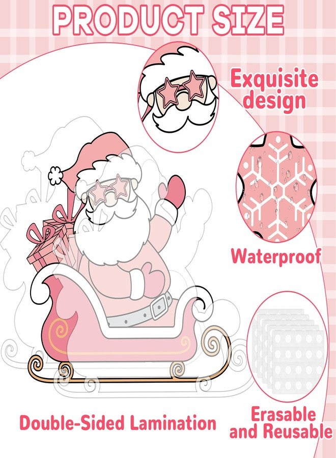 ojustbeok Pink Christmas Bulletin Board Set Xmas Santa Bulletin Board Decoration Christmas Tree Snowman Paper Cutouts for School Classroom Home Chalkboard Wall Xmas Winter Holiday Party Supplies - Image 3