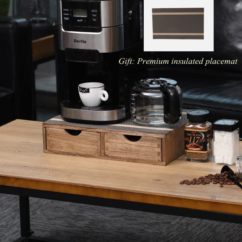 DDYURI Coffee Pods Storage Drawer Holder for Capsules - Multi Functional Desk Organizer Drawers For K cups Coffee Maker Brew - Kitchen Mini Wooden Box Chest Sideboard Counter Organization CF1D2C Dark - Image 2