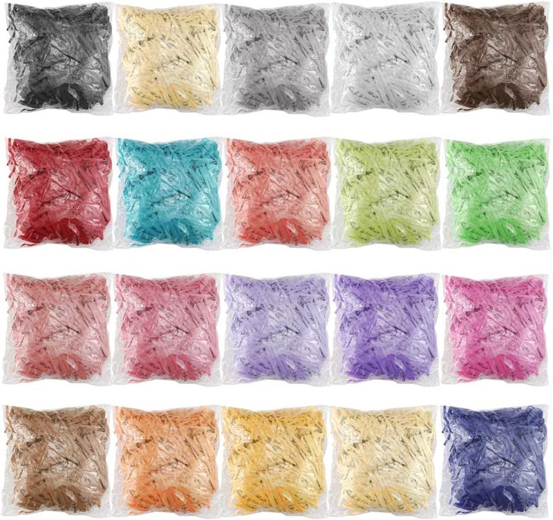Twdrer 20Pack 14oz/400g Multicolored Raffia Ribbon Paper Crinkle Cut Paper Shred Filler for Tissue Paper Gift Wrapping, Craft DIY, Basket Packaging Filling, Easter Decoration, Birthday, Wedding - Image 1