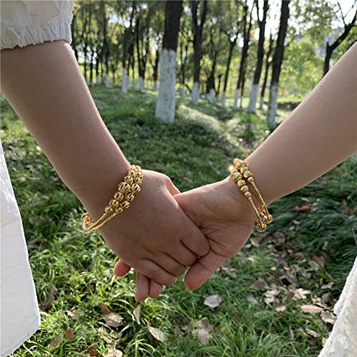 Ethlyn 2Pcs/Lot Kids Jewelry Mini Size Bangles for girls Gold Plated Adjustable Beads Bracelet Birthday Present for Kids - Image 3