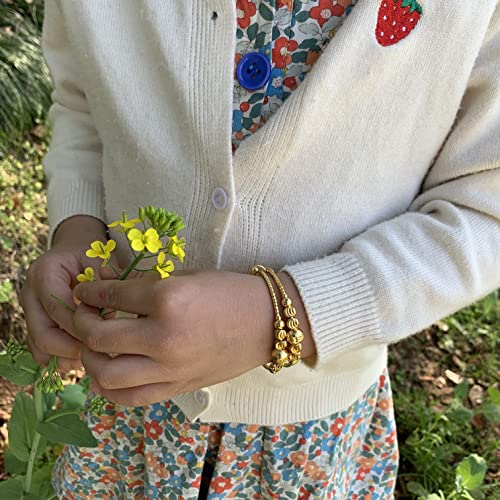 Ethlyn 2Pcs/Lot Kids Jewelry Mini Size Bangles for girls Gold Plated Adjustable Beads Bracelet Birthday Present for Kids - Image 2