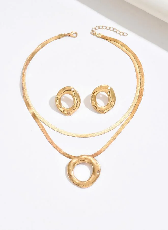 Take Two  Gold Layered Necklace and Earrings Set for Women | Best Price UAE