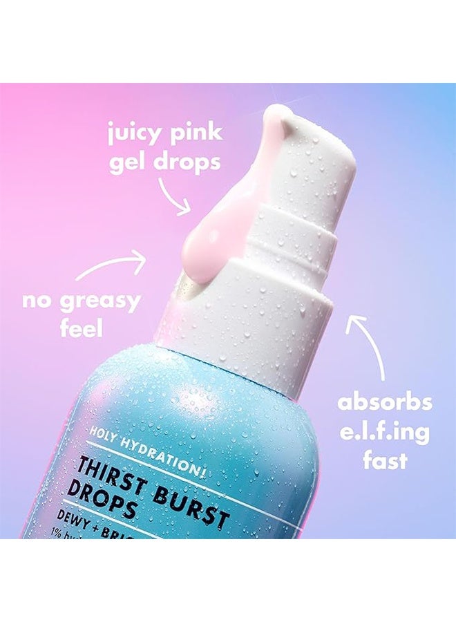 elf Thirst Burst Drops, Gel Serum Drops, Dewy+Brightening, with 1% Hyaluronic Acid & 5% Niacinamide - 30ml - Image 4