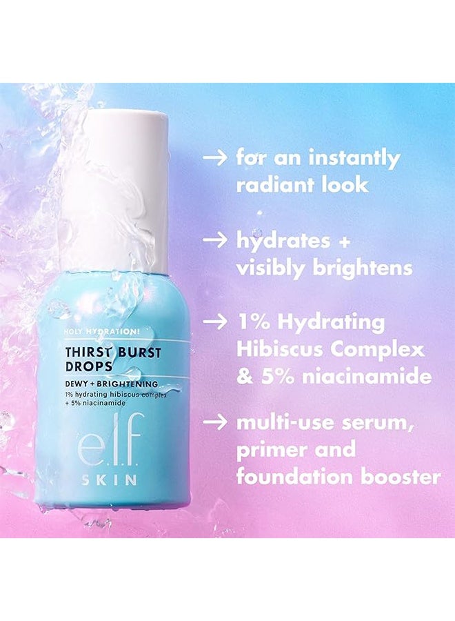 elf Thirst Burst Drops, Gel Serum Drops, Dewy+Brightening, with 1% Hyaluronic Acid & 5% Niacinamide - 30ml - Image 3