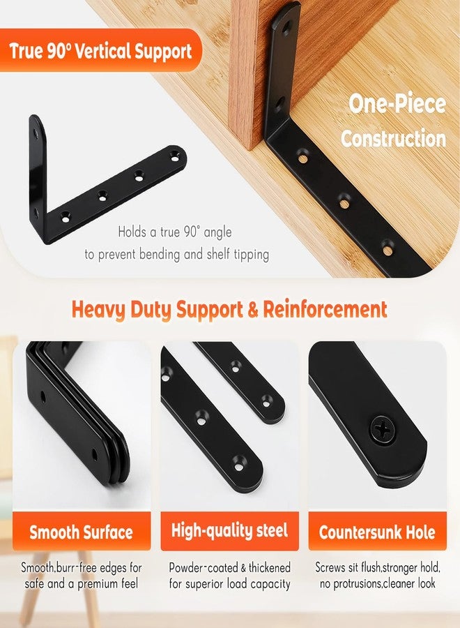 WINKER Corner Brace 8 Pcs Shelf Bracket Heavy Duty Black Steel L Corner Brace, Decorative Joint Angle Bracket for Shelf 5 InchX3 Inch Shelves Wall Hanging Bracket with Screws (125X75mm(5 InchX3 Inch)(8PCS)) - Image 4