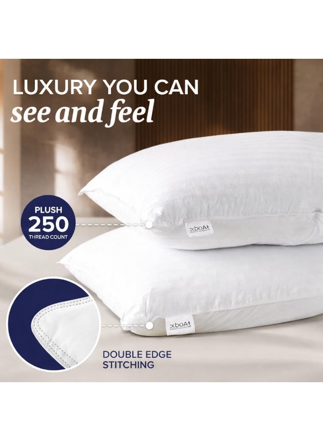 Xboat Hotel Collection Original Down Alternative Bed Pillows, Queen Size, White Striped, Pack of 2 - Image 2
