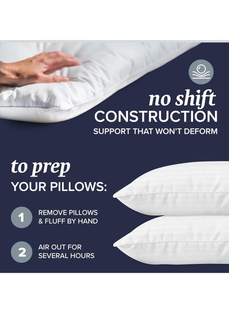 Xboat Hotel Collection Original Down Alternative Bed Pillows, Queen Size, White Striped, Pack of 2 - Image 3