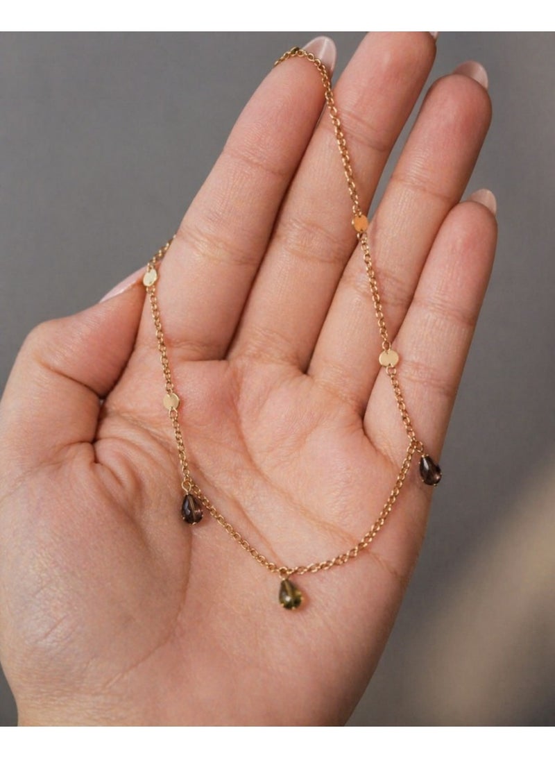 3Diamonds Gold Plated Drop Bead Necklace for Women - Image 4