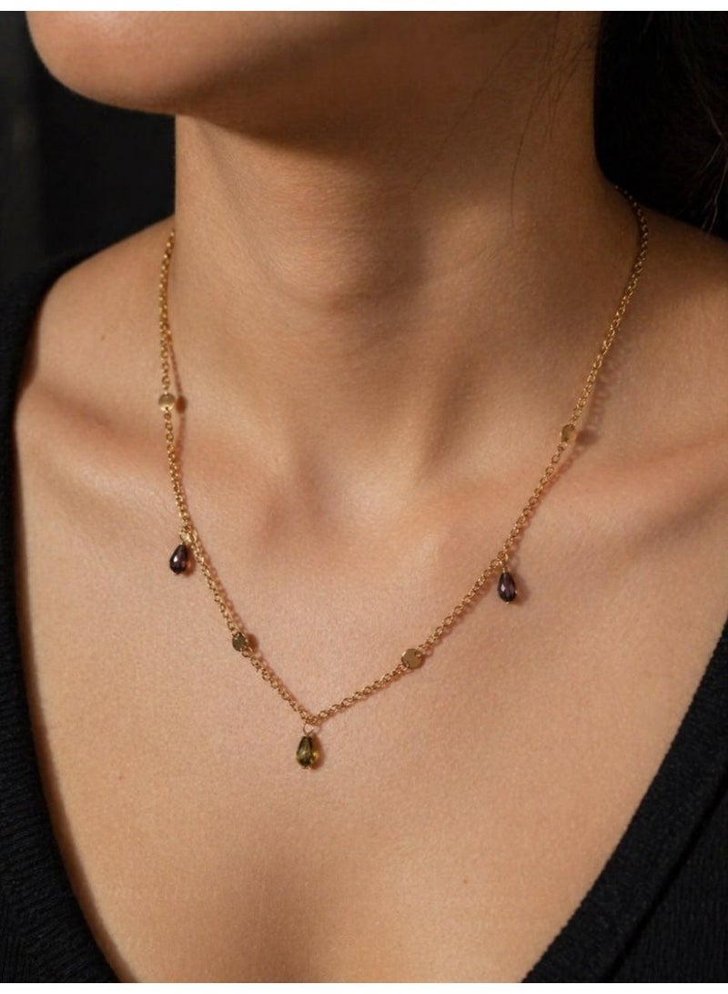 3Diamonds Gold Plated Drop Bead Necklace for Women - Image 1