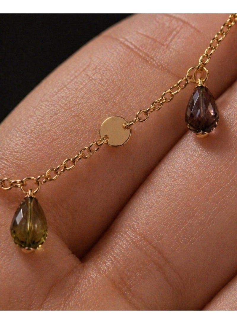 3Diamonds Gold Plated Drop Bead Necklace for Women - Image 3