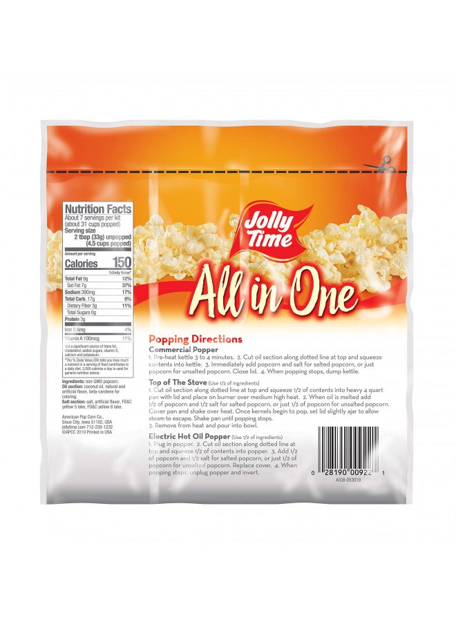 JOLLY TIME All in One Popcorn Kit, Portion Packets with Kernels, Oil and Salt for Movie Theater or Air Popper Machines (24 pack, 6oz Kettle)
