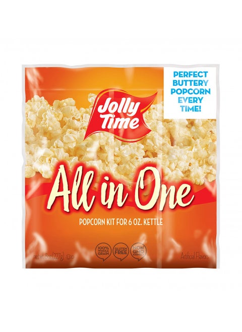 JOLLY TIME All in One Popcorn Kit, Portion Packets with Kernels, Oil and Salt for Movie Theater or Air Popper Machines (24 pack, 6oz Kettle)