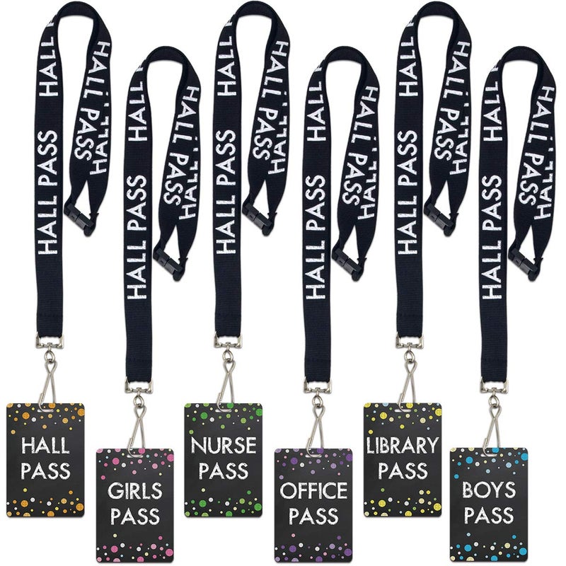 ceiba tree Chalkboard Hall Pass Lanyards School Passes Set of 6 for School Classroom Teacher Supply - Image 1