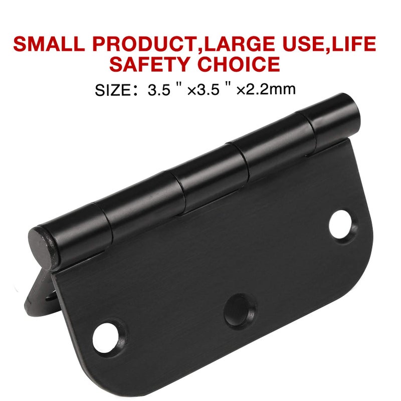 KIW Door Hinge 3 1/2"" 18 Pack Rounded Door Hinges Matte Black 3.5"" X 3.5 Inch Hinges For Doors Interior 5/8"" Radius Corners Residential Flat Hinges Reversible Removable Pin Hinge Factory Shop - Image 3