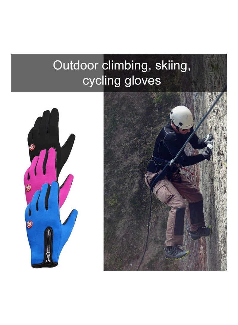 GGOOT Cycling Gloves Men And Women Fleece Windproof Warm Touch Screen Gloves Outdoor Mountaineering Ski Driving Zipper Gloves, Black, XL  - Image 2