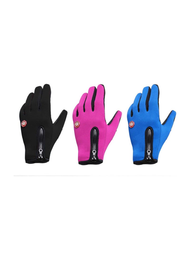 GGOOT Cycling Gloves Men And Women Fleece Windproof Warm Touch Screen Gloves Outdoor Mountaineering Ski Driving Zipper Gloves, Black, XL  - Image 5