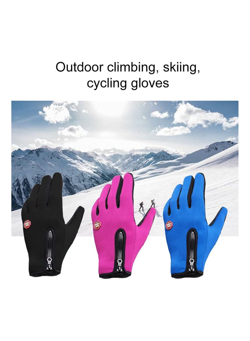 GGOOT Cycling Gloves Men And Women Fleece Windproof Warm Touch Screen Gloves Outdoor Mountaineering Ski Driving Zipper Gloves, Black, XL  - Image 3