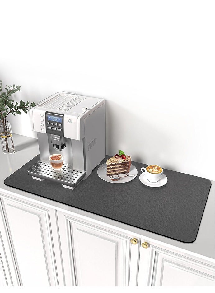 Coffee mat, coffee pot mat, coffee table mat, coffee machine drying mat with non-slip bottom, tableware water stain absorption drying mat, suitable for coffee machine, coffee pot, kitchen (dark gray)  - Image 1