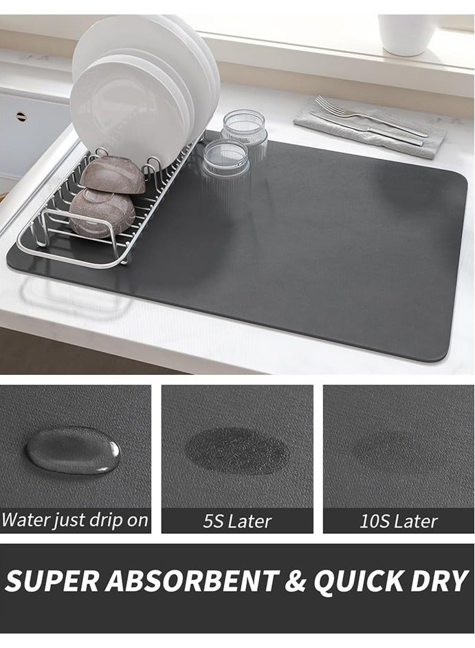 Coffee mat, coffee pot mat, coffee table mat, coffee machine drying mat with non-slip bottom, tableware water stain absorption drying mat, suitable for coffee machine, coffee pot, kitchen (dark gray)  - Image 2