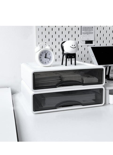 Stackable Desk Organizer 2 Tier Desk Drawers Mini Desk Storage Box for Home Office