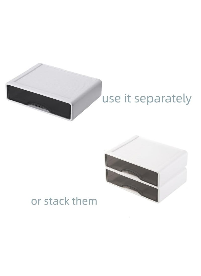 Stackable Desk Organizer 2 Tier Desk Drawers Mini Desk Storage Box for Home Office