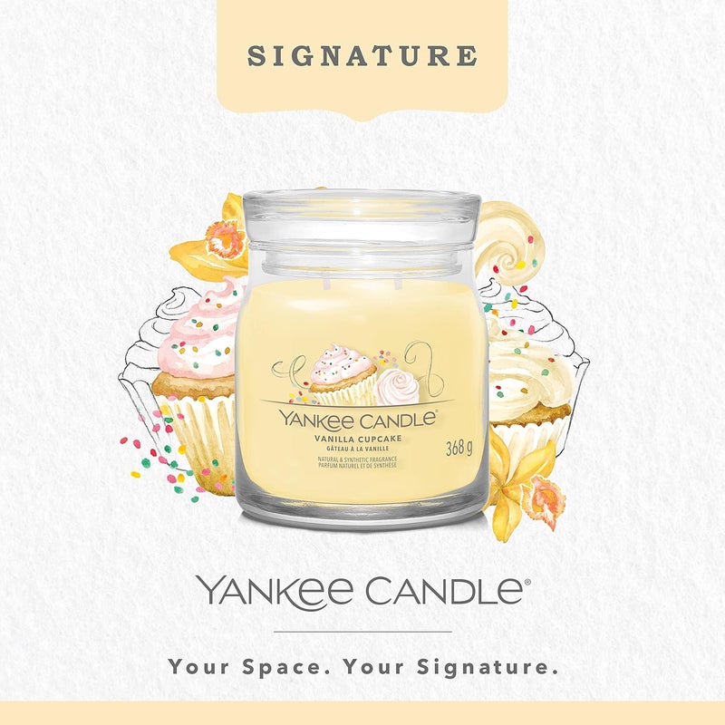 YANKEE CANDLE Signature Scented Jar Candle-368g | Medium Vanilla Cupcake - Double wick candle - Image 2