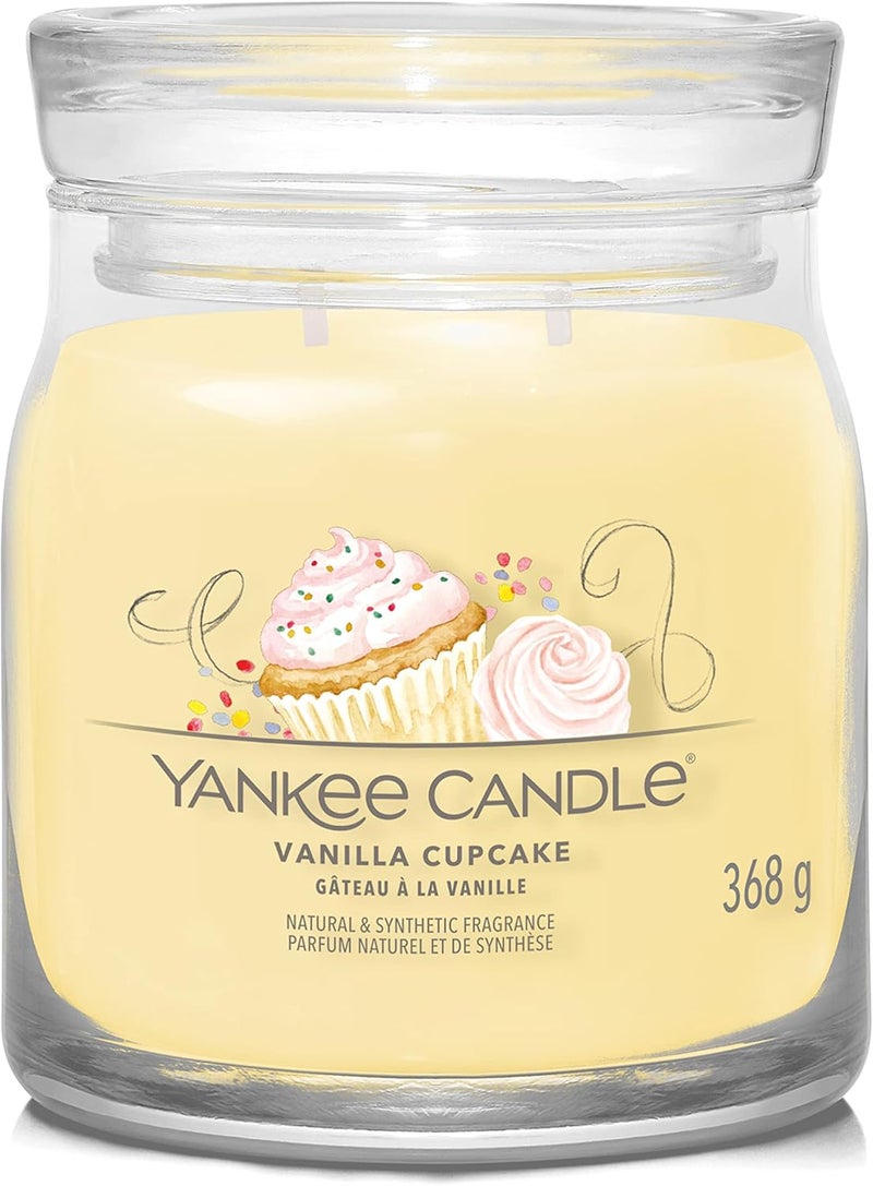 YANKEE CANDLE Signature Scented Jar Candle-368g | Medium Vanilla Cupcake - Double wick candle - Image 1