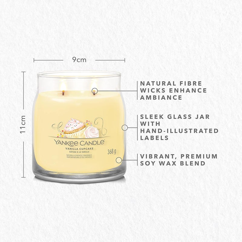 YANKEE CANDLE Signature Scented Jar Candle-368g | Medium Vanilla Cupcake - Double wick candle - Image 4