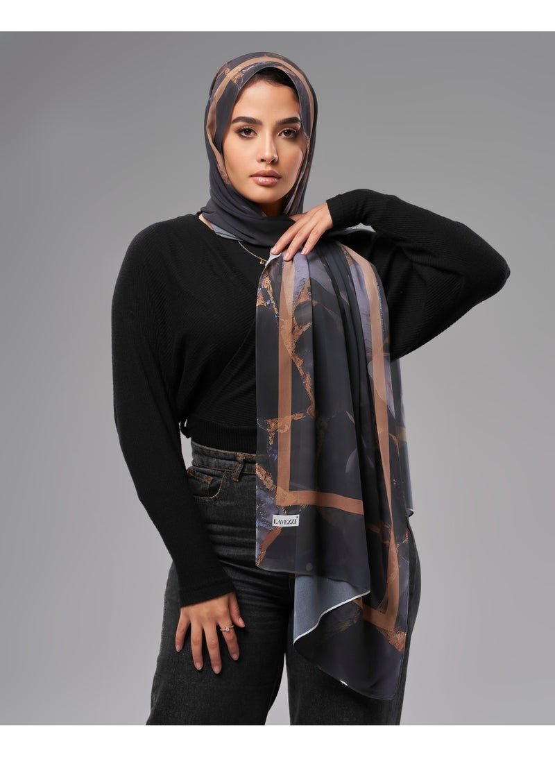 Lavezzi Printed Soft Chiffon Crepe Hijab Scarf for Women – Lightweight Long Muslim Headscarf (19) - Image 1
