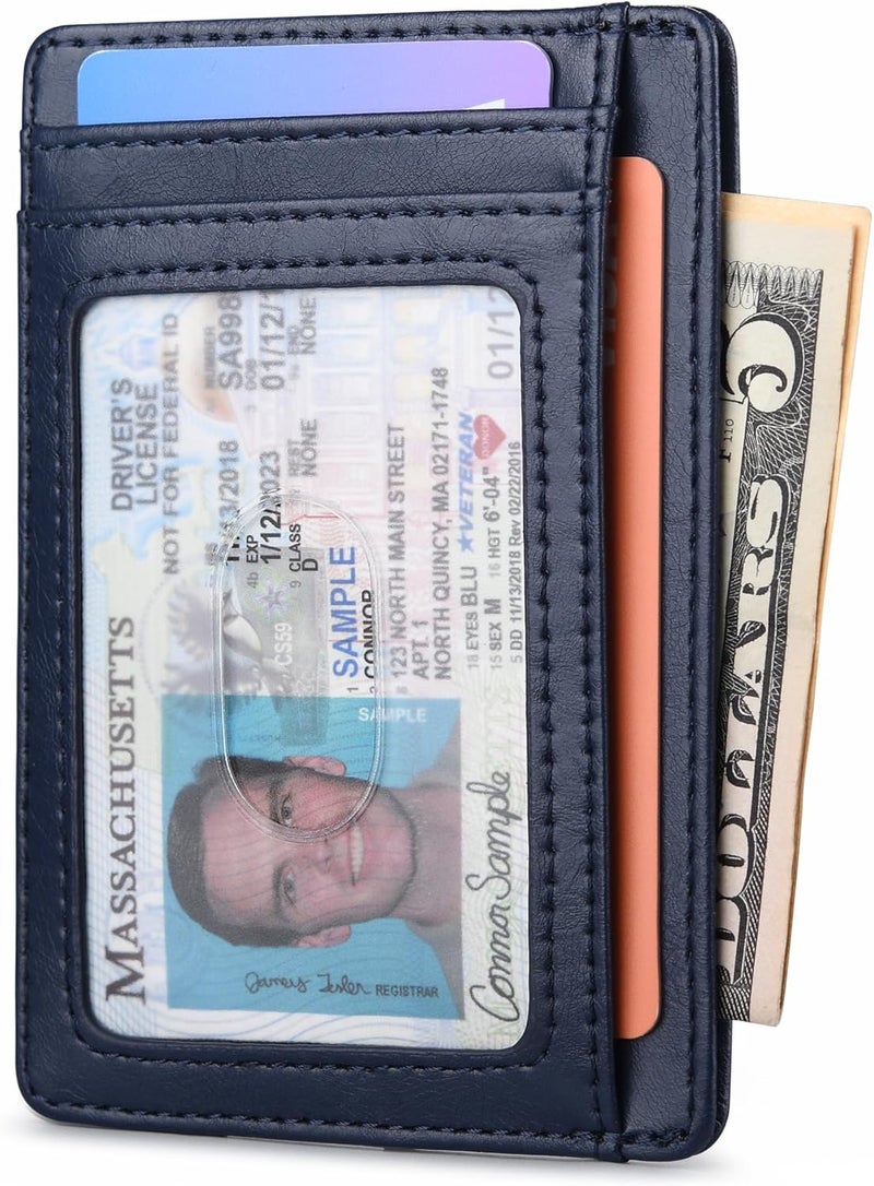 Buffway Slim Minimalist Front Pocket RFID Blocking Leather Wallets for Men and Women - Alaska Blue - Image 2