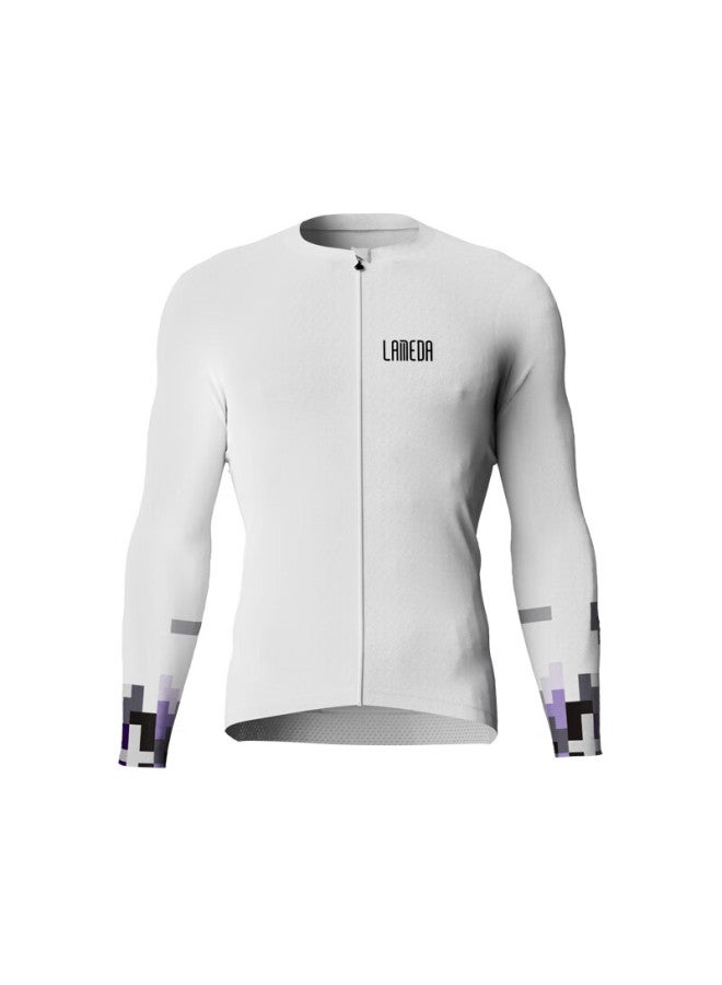 Lampada Lanpada Men's Cycling Jersey Long Sleeve Road Mountain Bike Jacket Milk White XL Size - Image 3