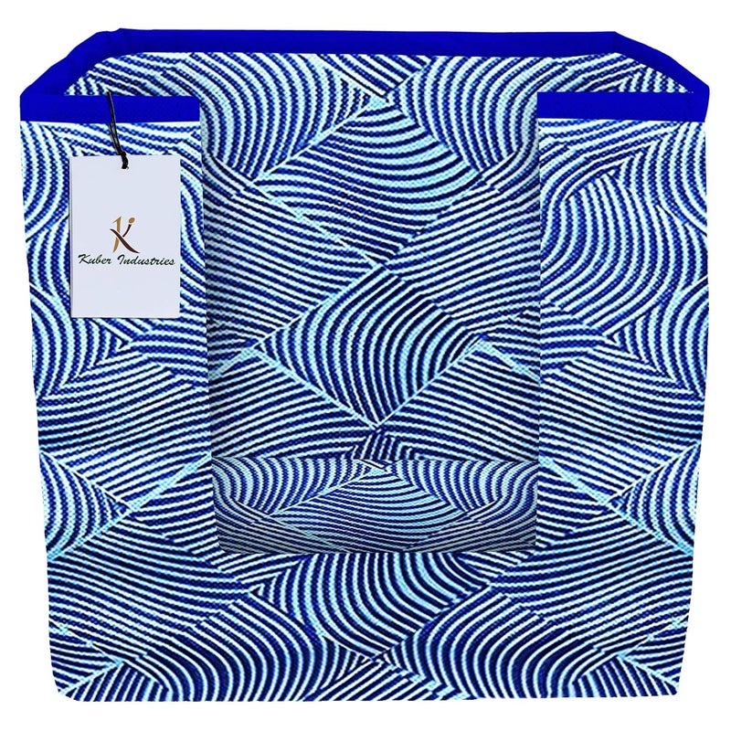 Kuber Industries Laheriya Printed 2 Piece Non Woven Shirt Stacker Wardrobe Organizer Set Blue Orange CTKTC35118 - Image 4