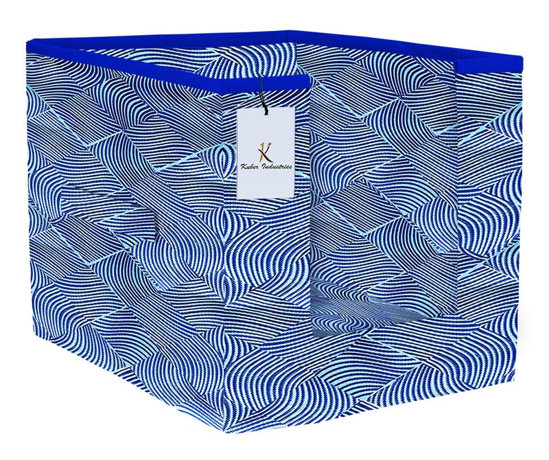 Kuber Industries Laheriya Printed 2 Piece Non Woven Shirt Stacker Wardrobe Organizer Set Blue Orange CTKTC35118 - Image 3