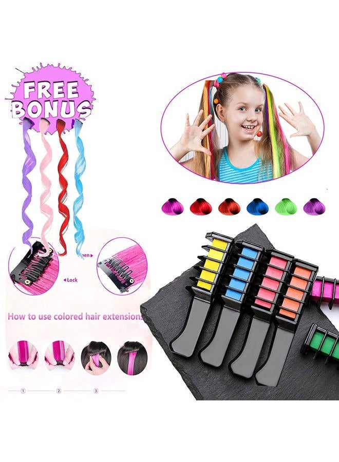 MSDADA Hair Chalk-New Hair Chalk Comb Temporary Bright Washable Hair Color Dye for Girls Kids with Hair Extensions Clips-Christmas Birthday Easter St. Patrick's Day Gifts Toys for Girls Age 6-8-10-12 - Image 4