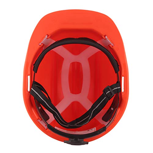 KARAM PN521 Safety Helmet for Men Construction Helmet | Ratchet Type Adjustment with Adjustable Chin Strap | Work Helmet with Side Slot for Attachment | is:2925:1984 Certified | Orange - Image 2