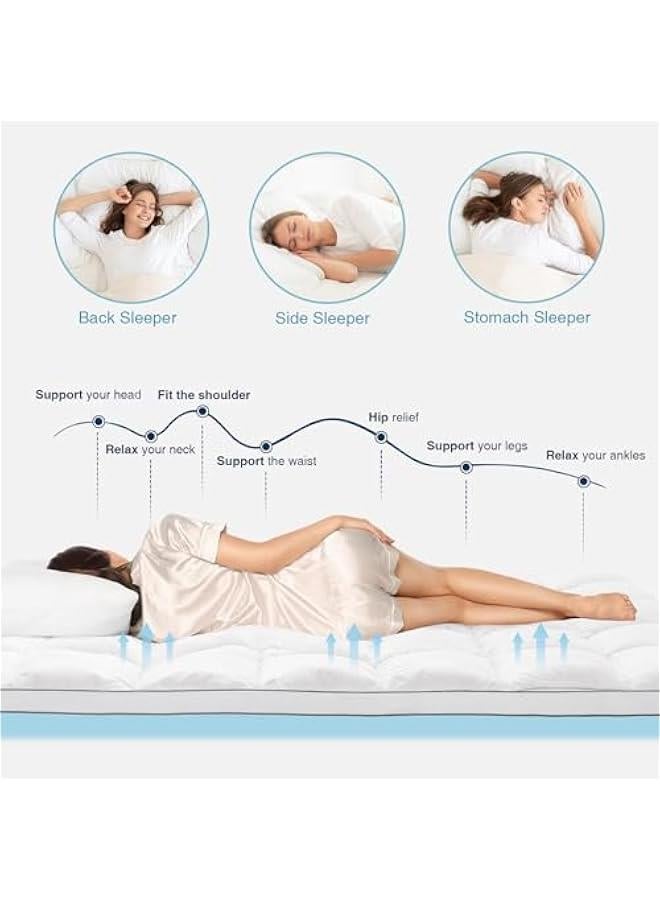 Arabest 4 Inch Dual-Layer Memory Foam Mattress Topper with Cooling Pillow Top and Gel Memory Foam - Full Size, White - Image 3