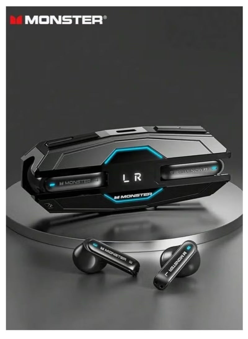Monster XKT08 Pro Wireless Bluetooth Earbuds Gaming Headphones Deep Bass Low Latency Game Headset with Built-in Microphone Noise Canceling Black - Image 1
