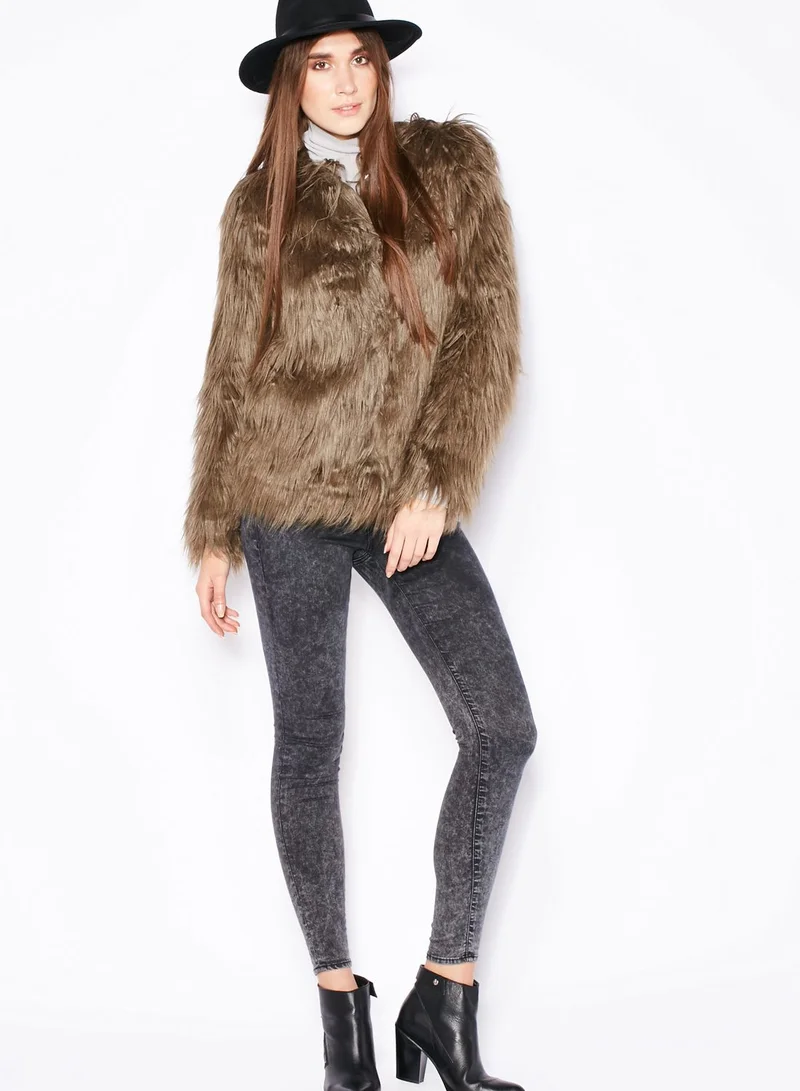 VERO MODA Gossip Faux Fur Jacket