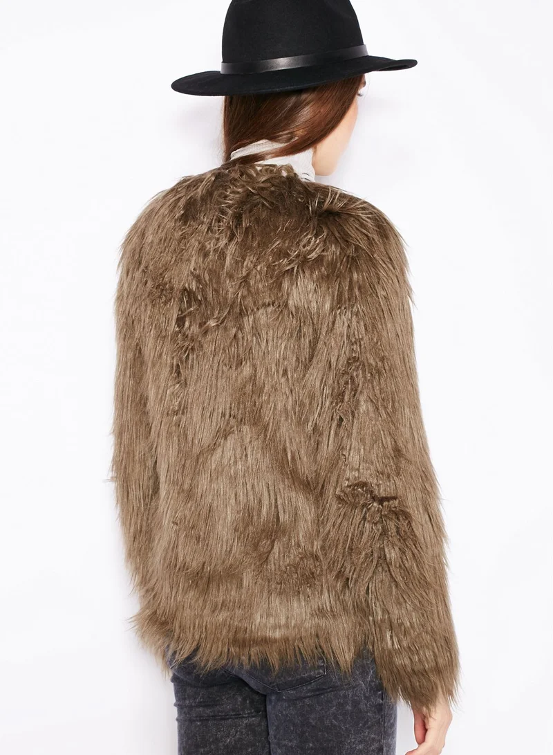 VERO MODA Gossip Faux Fur Jacket
