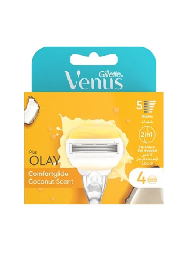 Gillette Venus Comfort Glide Coconut Razor Blade With Olay For Women 4 Pieces - Image 1