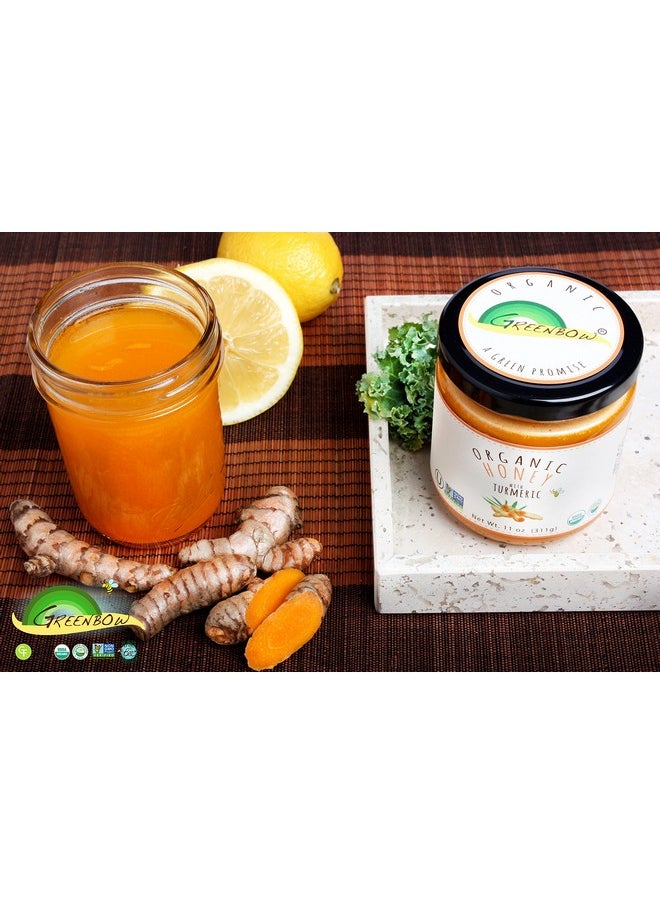 greenbow - GREENBOW Organic Honey with Turmeric - 100% USDA Certified Organic, Non-GMO, Gluten Free Organic Turmeric Honey - Whole Food Organic Turmeric Honey - 11oz (311g) - Image 1