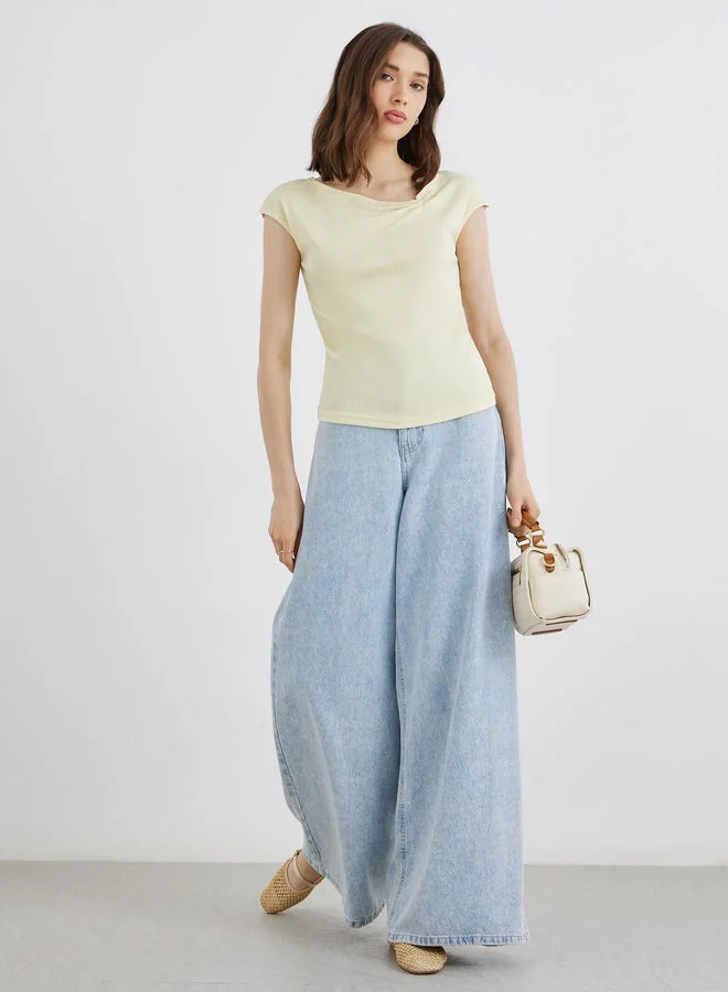 تايك تو بلوزة بدون أكمام محبوكة بنسيج مزدوج