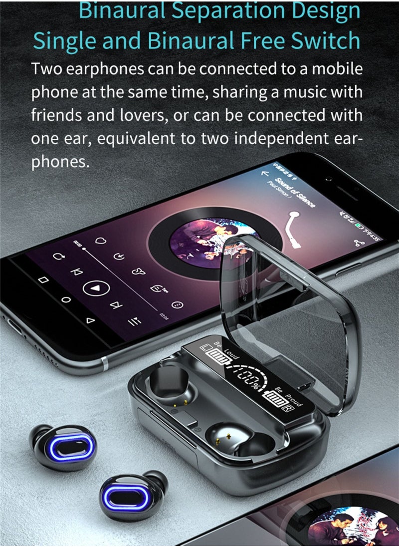 Generic - TWS M1 wireless bluetooth headset touch sports in-ear headset waterproof noise reduction binaural bluetooth 5.1 headset Black wireless earbuds true wireless compatible apple Suitable for Android and o - Image 1