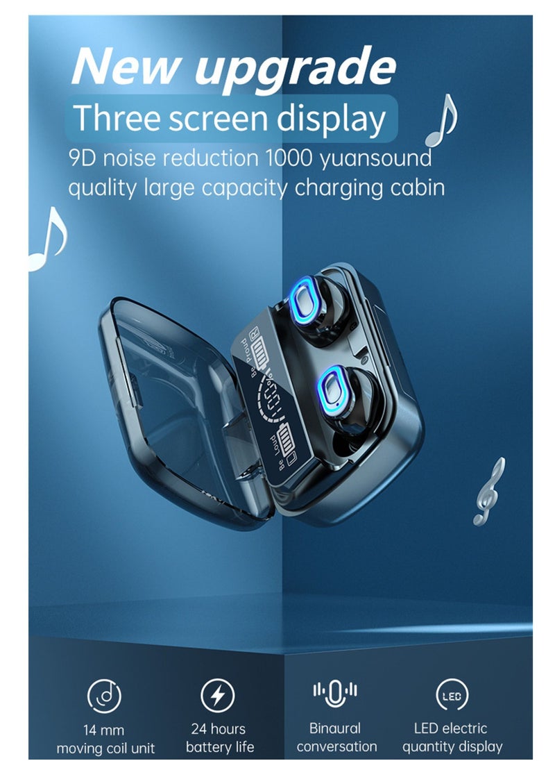Generic - TWS M1 wireless bluetooth headset touch sports in-ear headset waterproof noise reduction binaural bluetooth 5.1 headset Black wireless earbuds true wireless compatible apple Suitable for Android and o - Image 1