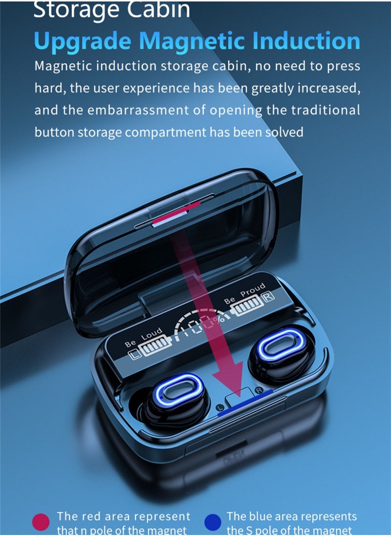 Generic - TWS M1 wireless bluetooth headset touch sports in-ear headset waterproof noise reduction binaural bluetooth 5.1 headset Black wireless earbuds true wireless compatible apple Suitable for Android and o - Image 1