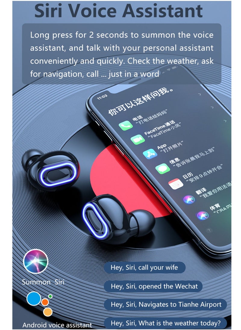 Generic - TWS M1 wireless bluetooth headset touch sports in-ear headset waterproof noise reduction binaural bluetooth 5.1 headset Black wireless earbuds true wireless compatible apple Suitable for Android and o - Image 1