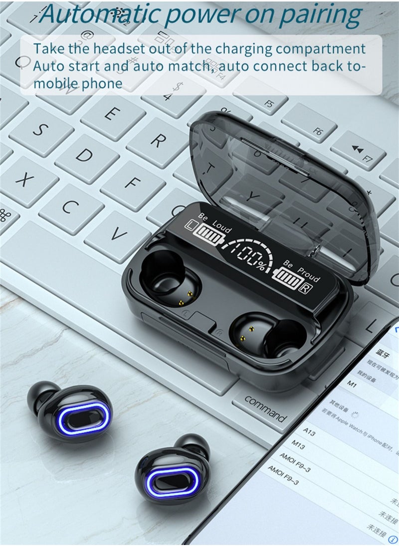 Generic - TWS M1 wireless bluetooth headset touch sports in-ear headset waterproof noise reduction binaural bluetooth 5.1 headset Black wireless earbuds true wireless compatible apple Suitable for Android and o - Image 1